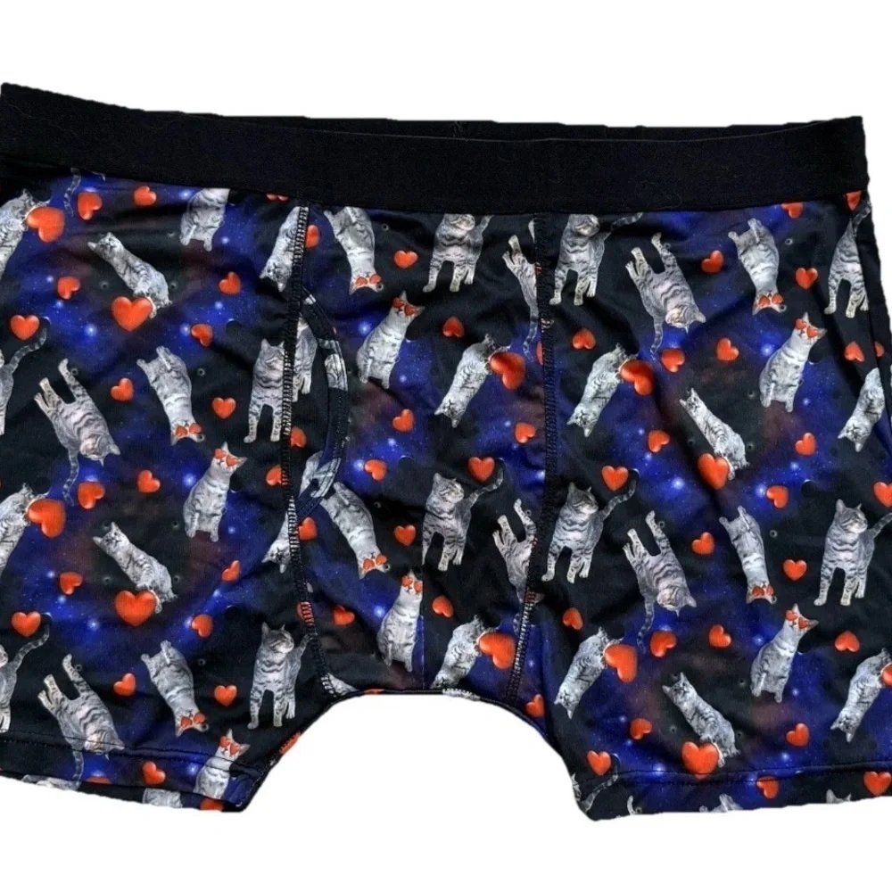 NWOT Max Deco Cats & Hearts Boxer Briefs Men XL Valentines Day Sweetheart *Read